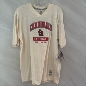 Adidas St. Louis Cardinals Youth XL 18/20 Beige V-Neck Short Sleeve Shirt NEW!!!